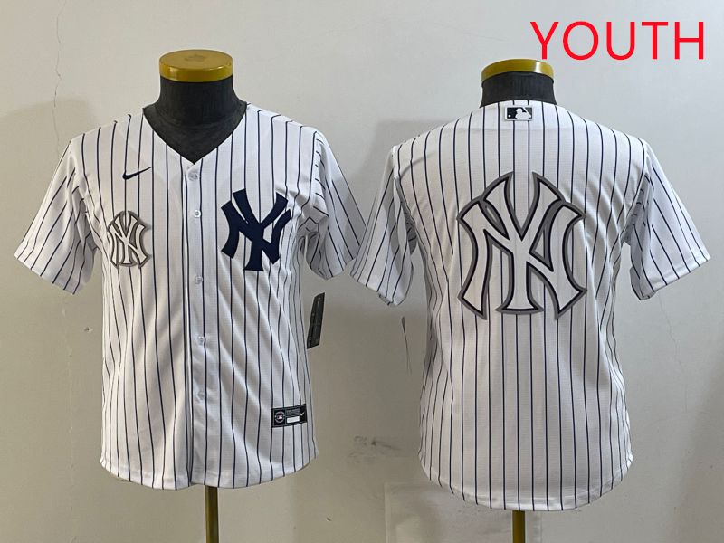 Youth New York Yankees Blank White Stripe Game 2025 Nike MLB Jersey style 2->youth mlb jersey->Youth Jersey